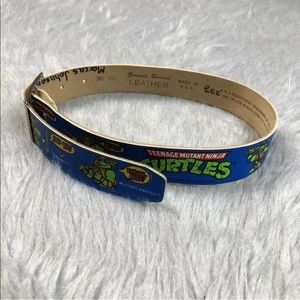 Vintage 80s LEE Leather Blue TMNT Novelty Belt